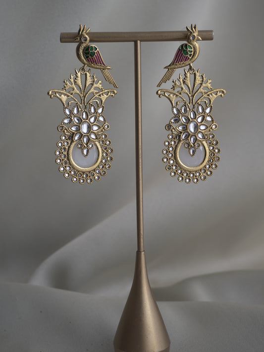 White Pakhi Earrings