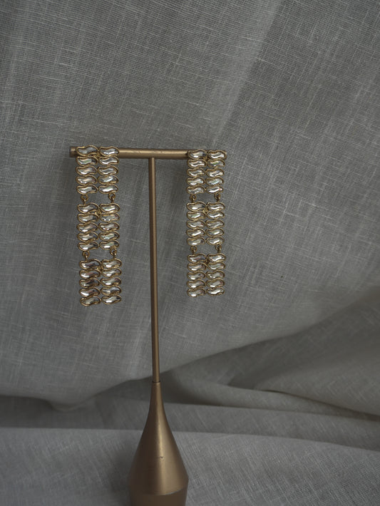 Geometric Kundan Long Earrings