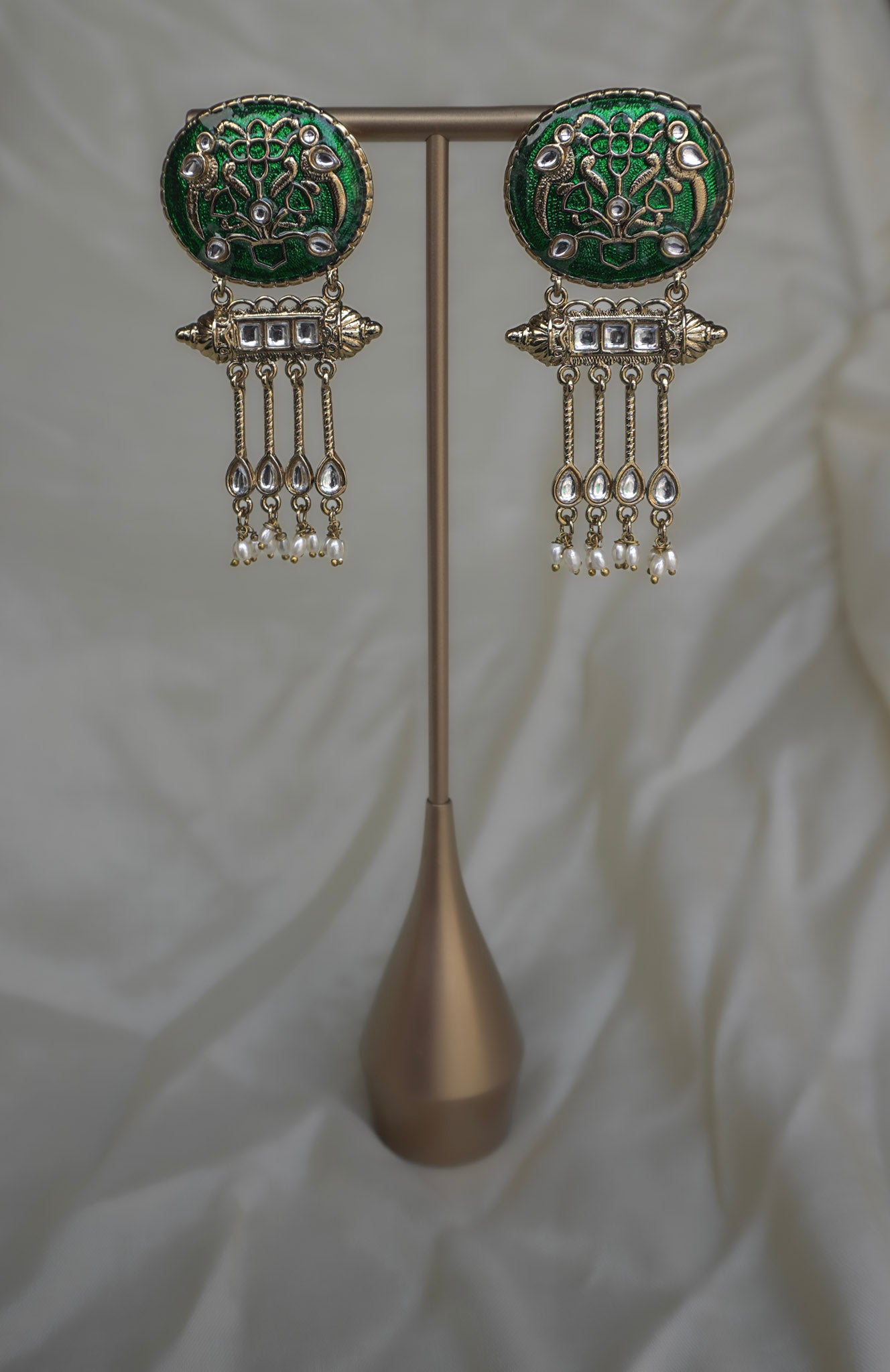 Green Enamel Firoza Earrings