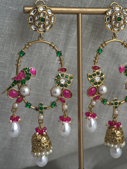 Mayura Polki Meenakari Earrings