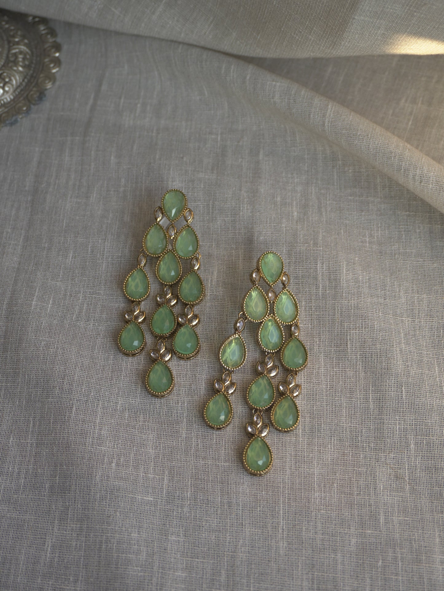 Vritika Green Chandelier Earrings