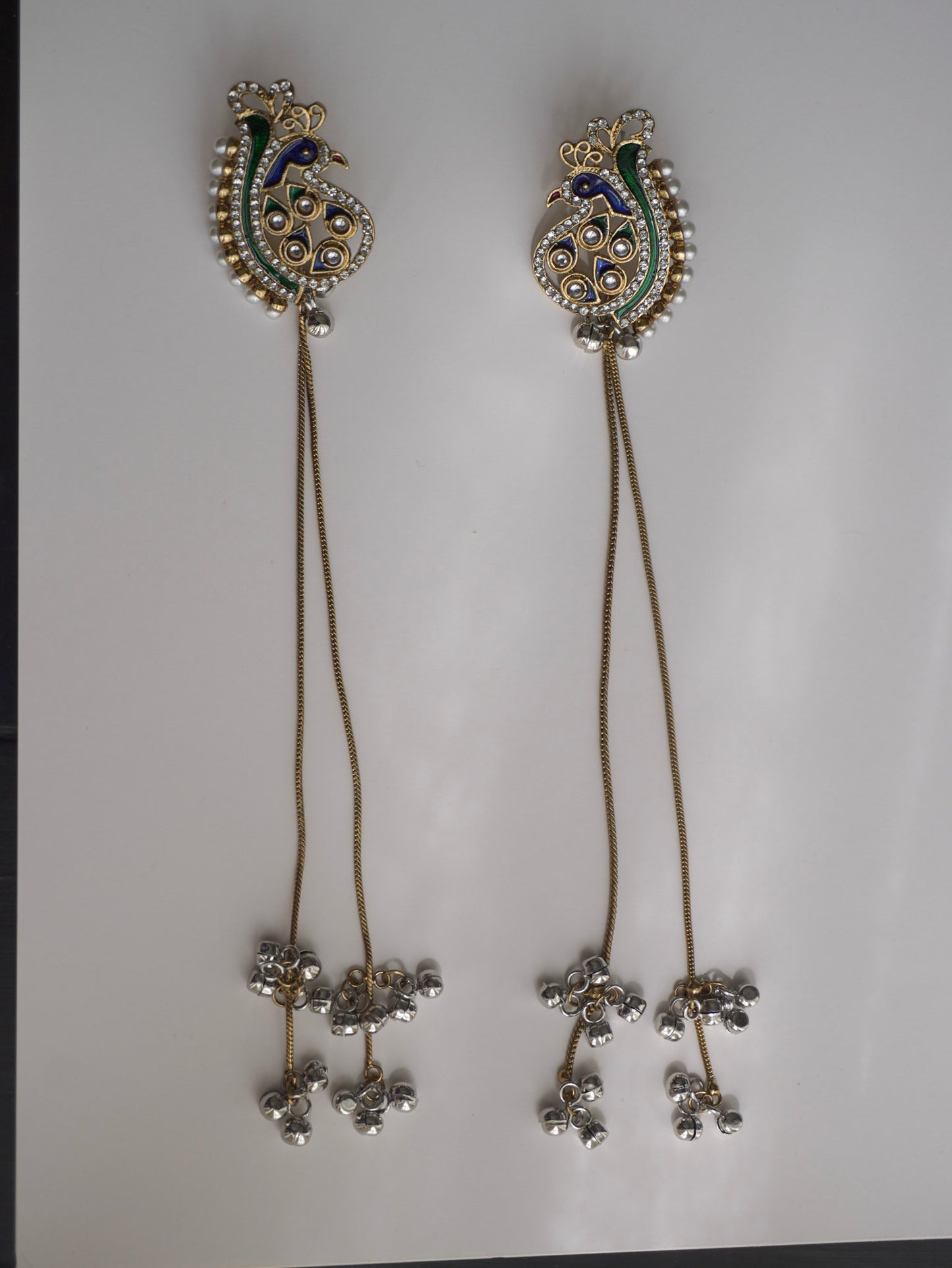 Mor Side Pearl Kashmiri Earrings