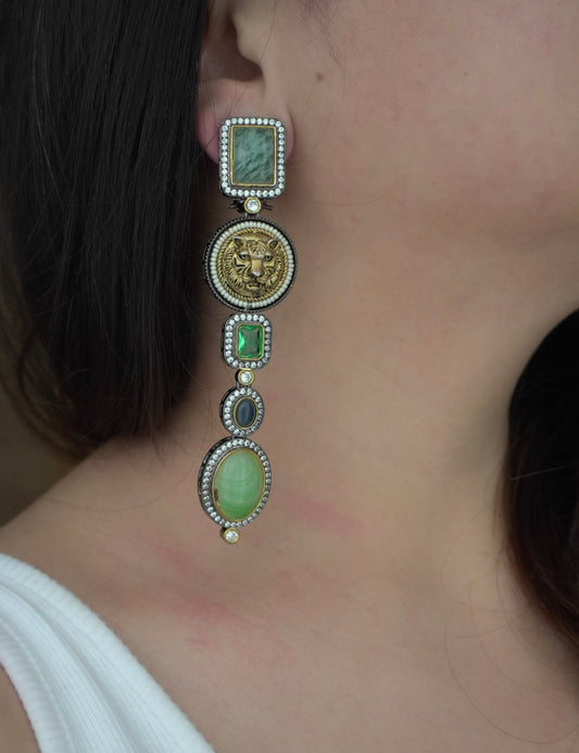 Green Bagh Dangle Earrings
