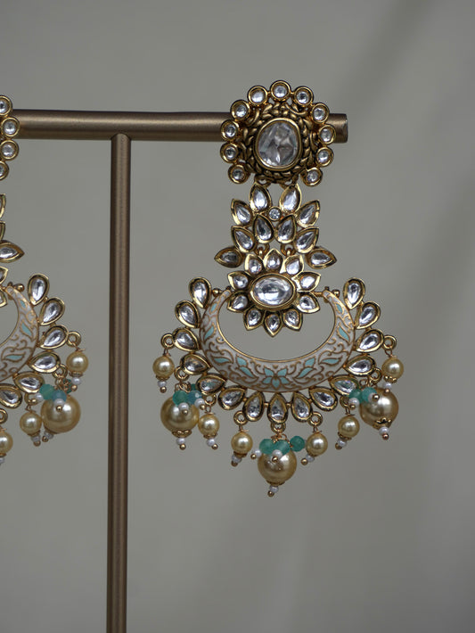 Aaradhya Blue Meenakari Chandbaali Earrings