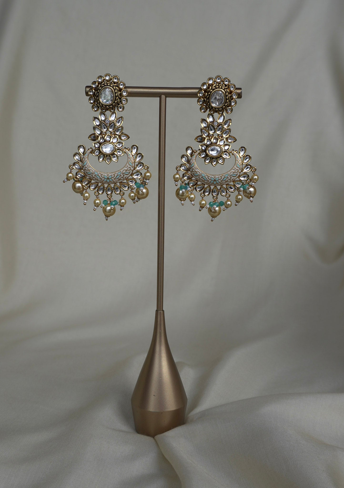 Aaradhya Blue Meenakari Chandbaali Earrings