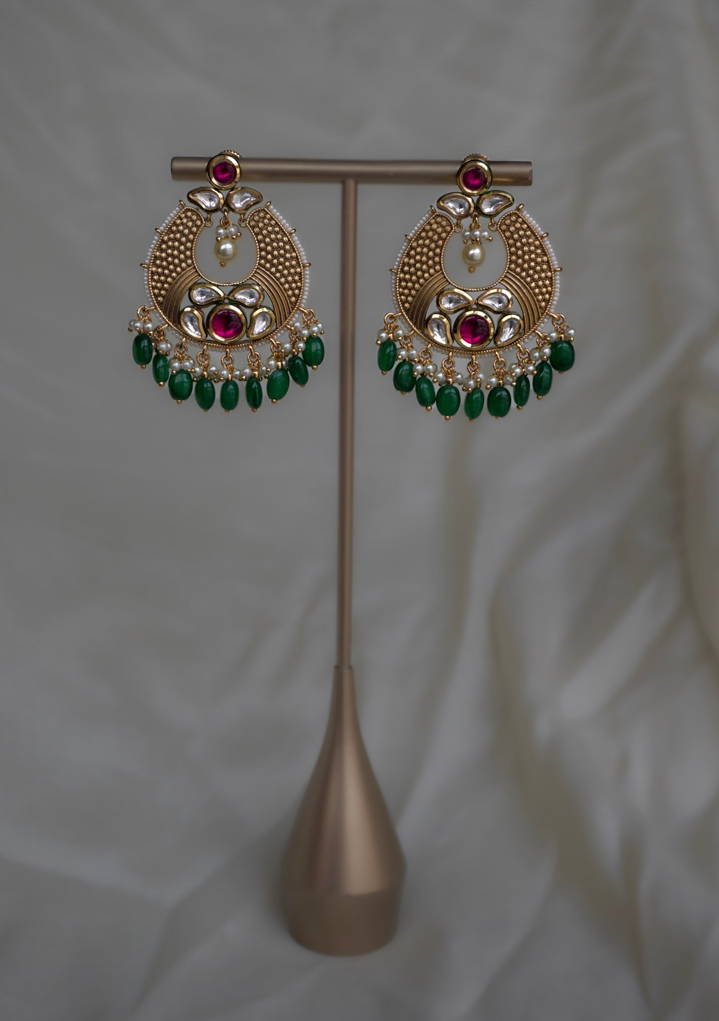 Meghna Antique Temple Chandbaali Earrings