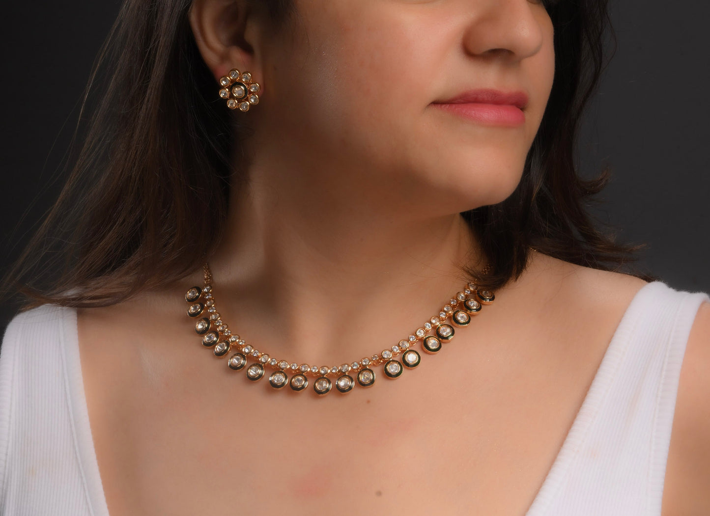 Polki Emerald Necklace Set
