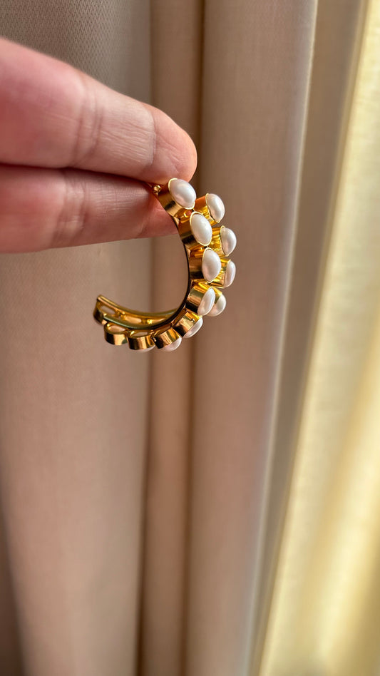 Real Pearl Hoops