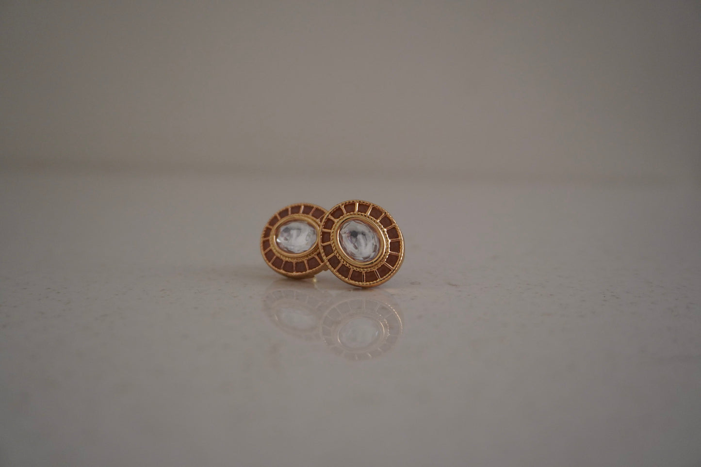 Pink Enamel Gold Studs