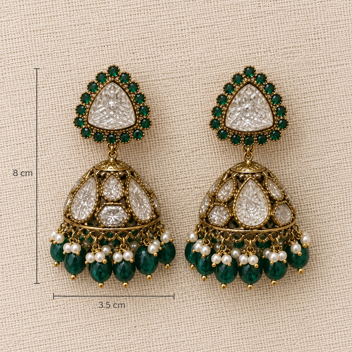 Emerald Shahi Jhumka Earrings