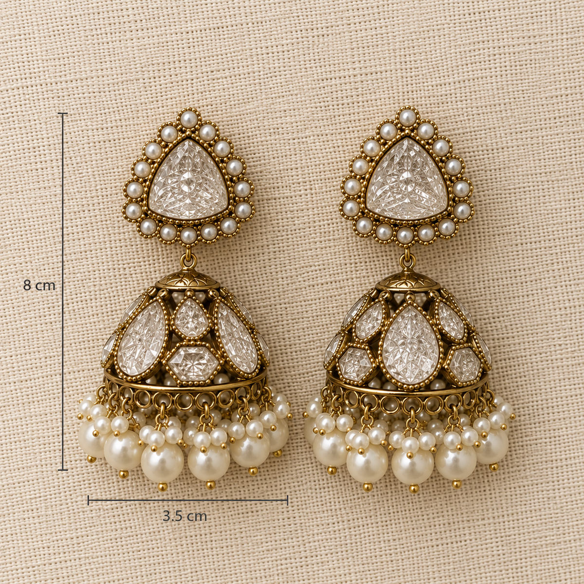 White Shahi Jhumka Earrings