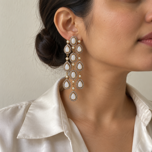 White Chandelier Earrings