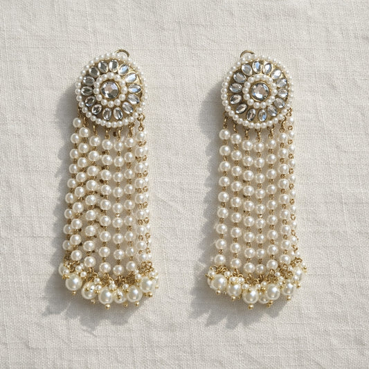 Jharna Kundan Pearl Tassel Earrings