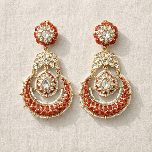 Ruby Noor Kundan Chandbali Earrings