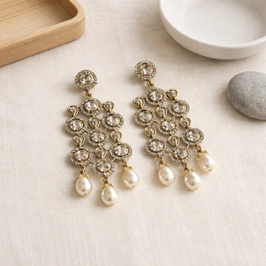 Jhoomar Crystal Chandelier Earrings