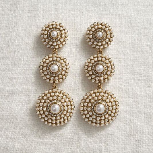 Zarina Three-Tier Pearl Drop Earrings