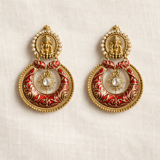 Ruby Devika Temple Chandbali Earrings
