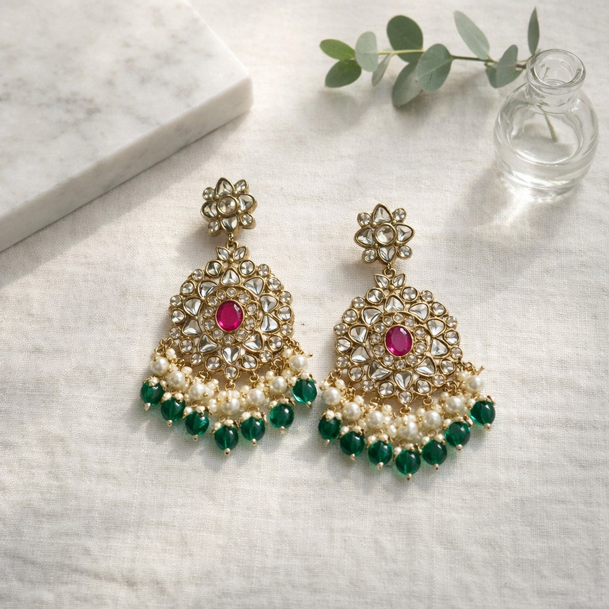 Rani Kundan Drop Earrings