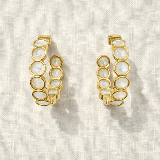 White Bindu Hoop Earrings