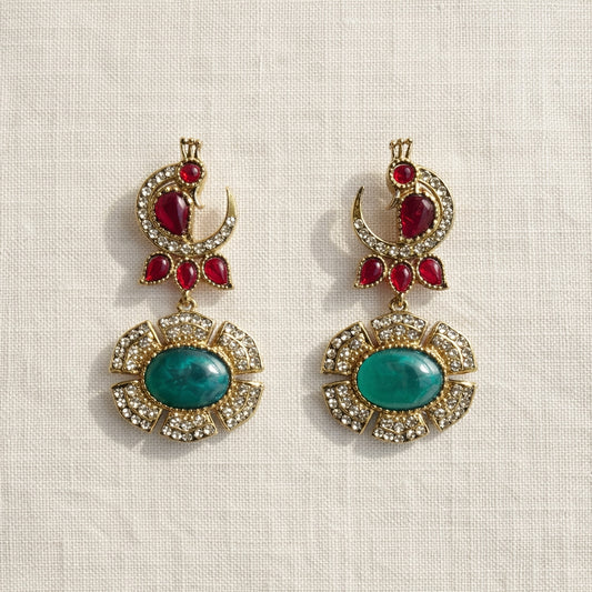 Emerald Morni Peacock Drop Earrings
