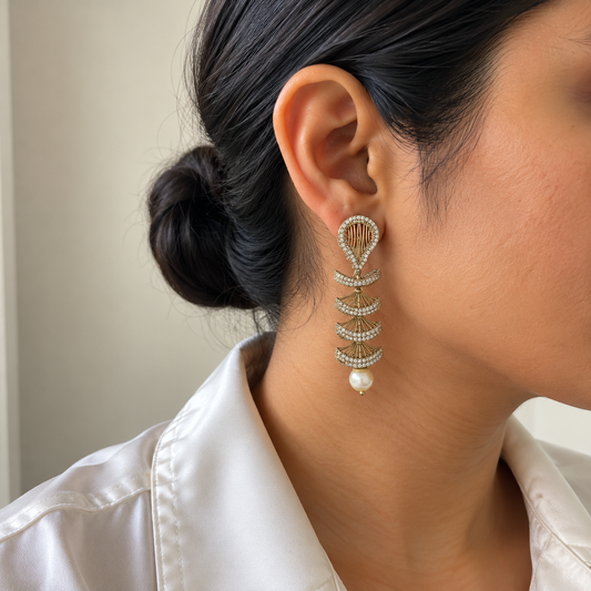 Vera American Diamond Spiral Drop Earrings