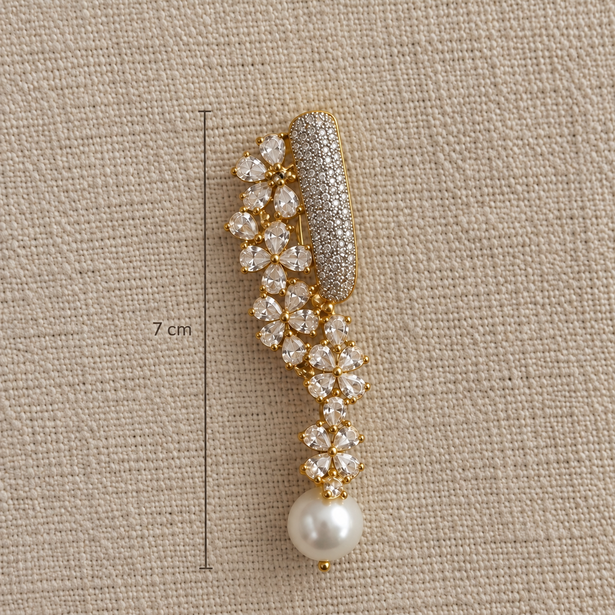 Flora American Diamond Floral Pearl Drop Earrings