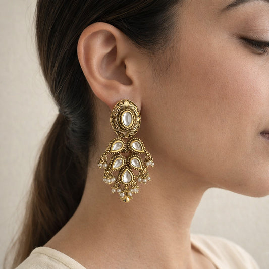 Ambi Kundan Drop Earrings
