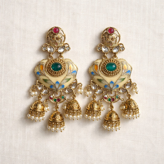 Gulzar Meenakari Jhumka Earrings