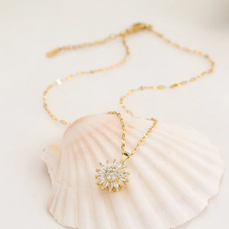 Rotating Sunflower Necklace