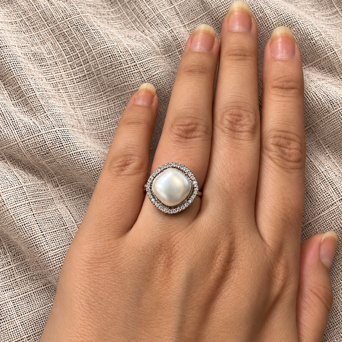 Margot Pearl Halo Ring