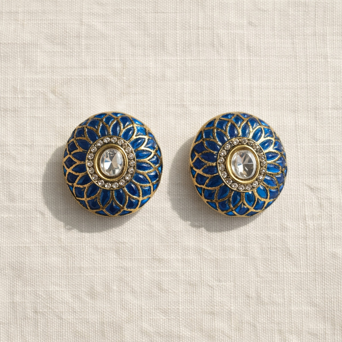 Blue Phool Meenakari Stud Earrings