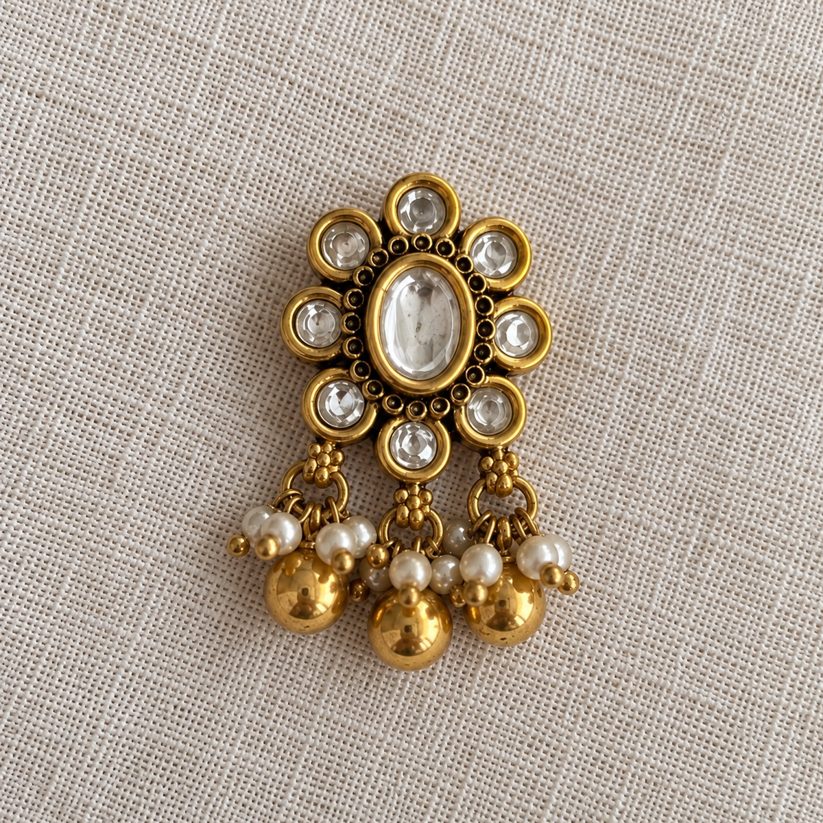 Chameli Kundan Stud Earrings with Drops