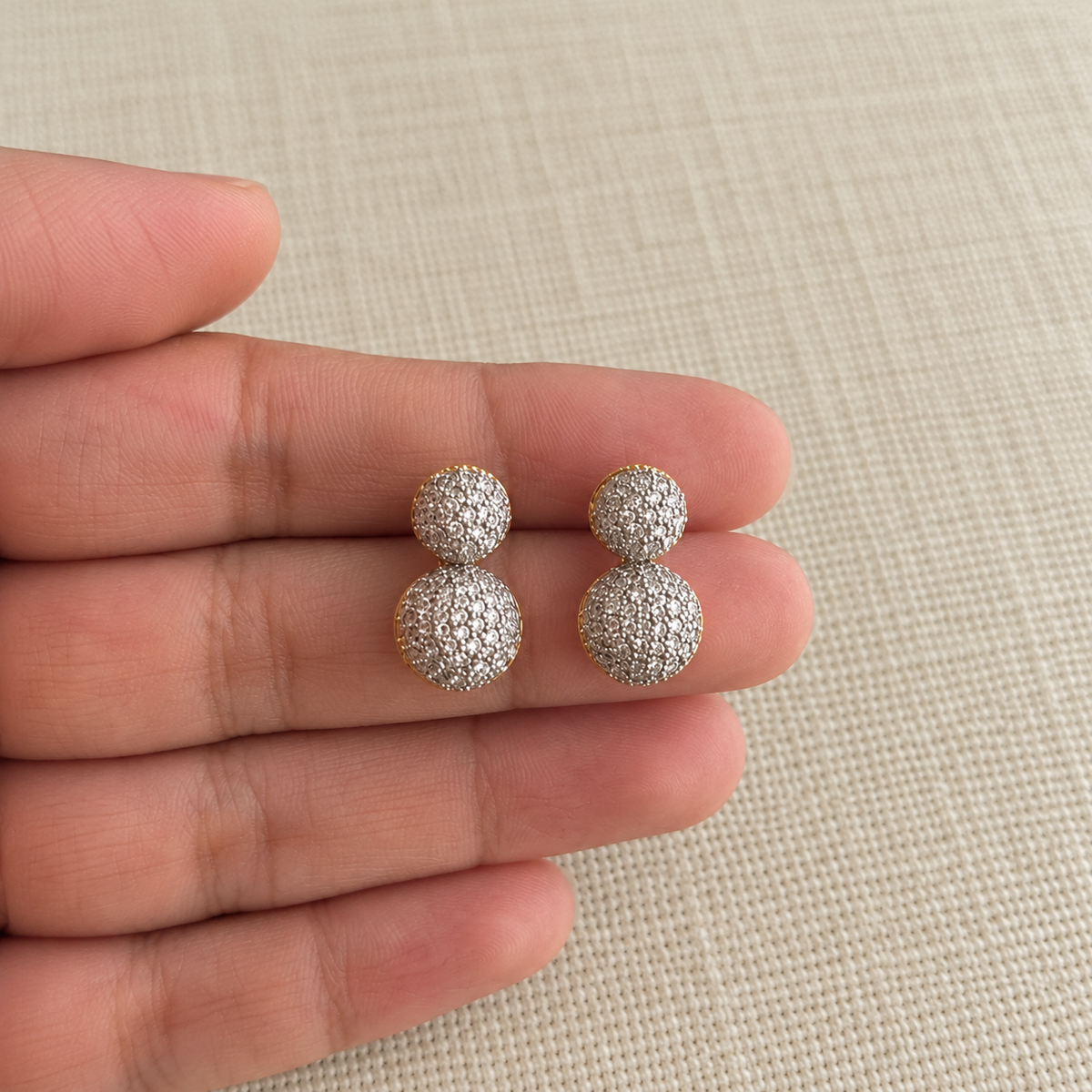 Zoe American Diamond Double Ball Earrings
