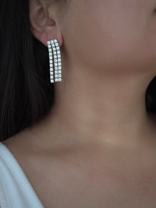 Celestia Triple Row Diamond Necklace Set (Necklace & Earrings)