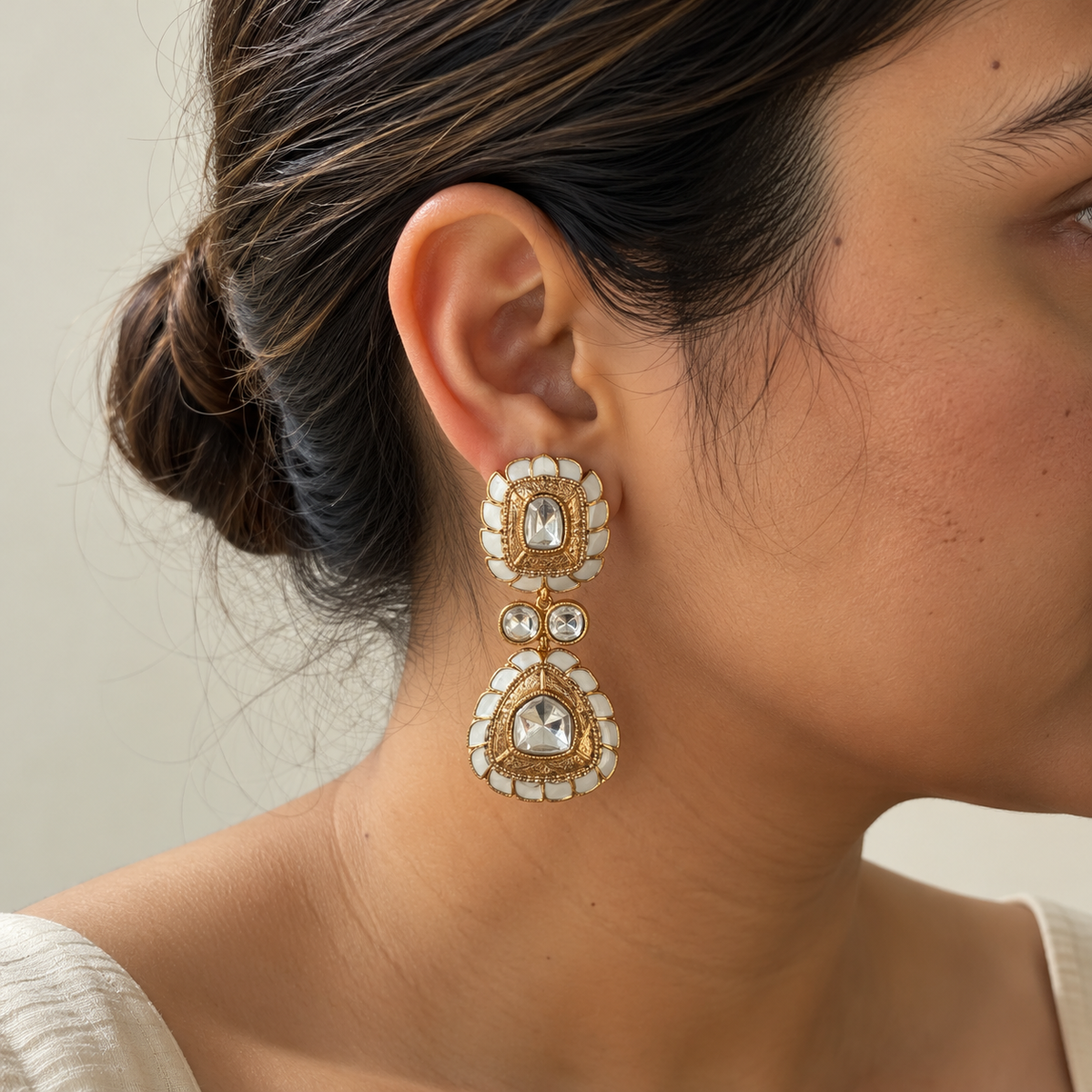 Layered Enamel Drop Earrings