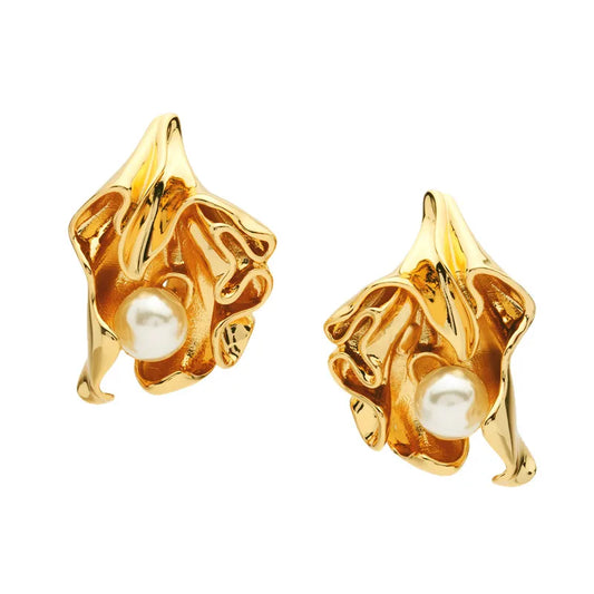 Gilded Bloom Pearl Studs