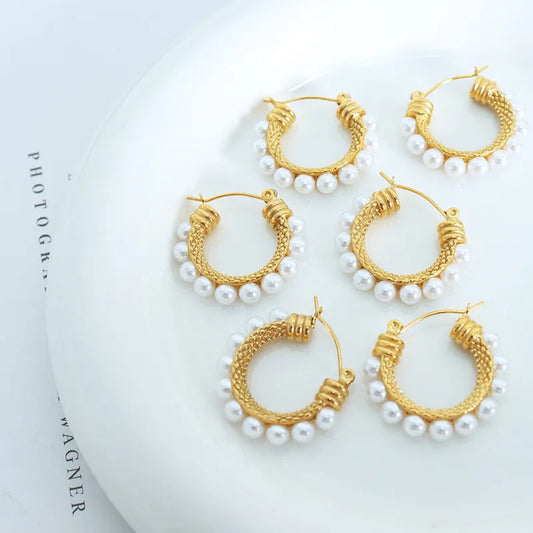 Pearl Edge Vintage Hoops