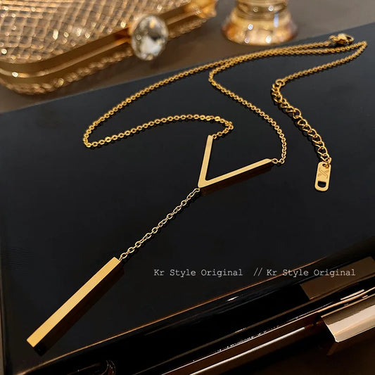 Y-Bar Gold Necklace