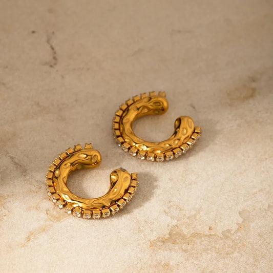 Zircon Lined Sculpted Ear Cuffs