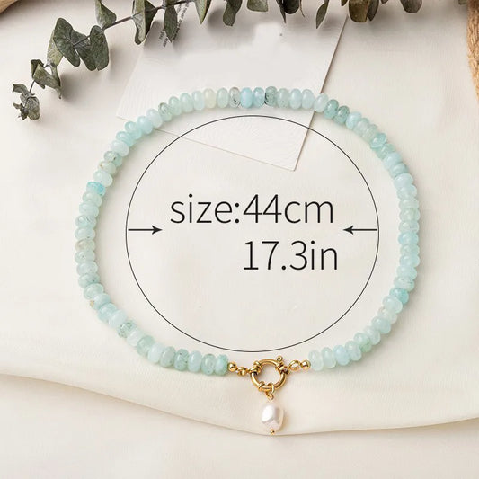 Aqua Mist Beaded Pearl Necklace