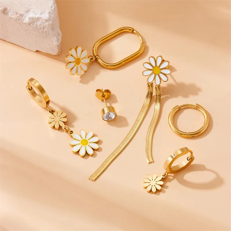 Daisy Charm Mismatched Earring Set