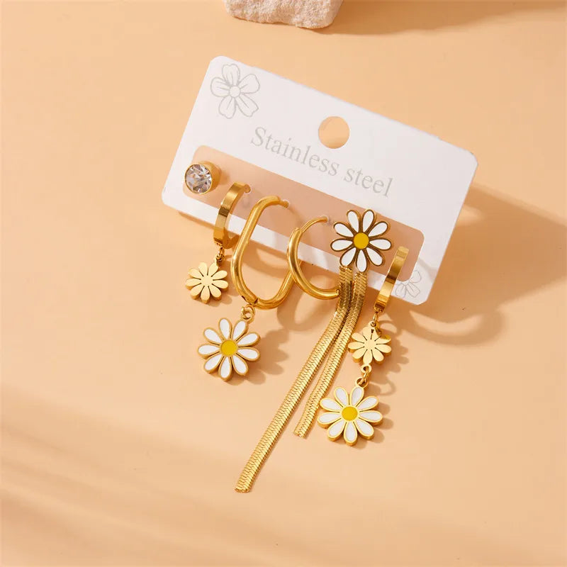 Daisy Charm Mismatched Earring Set