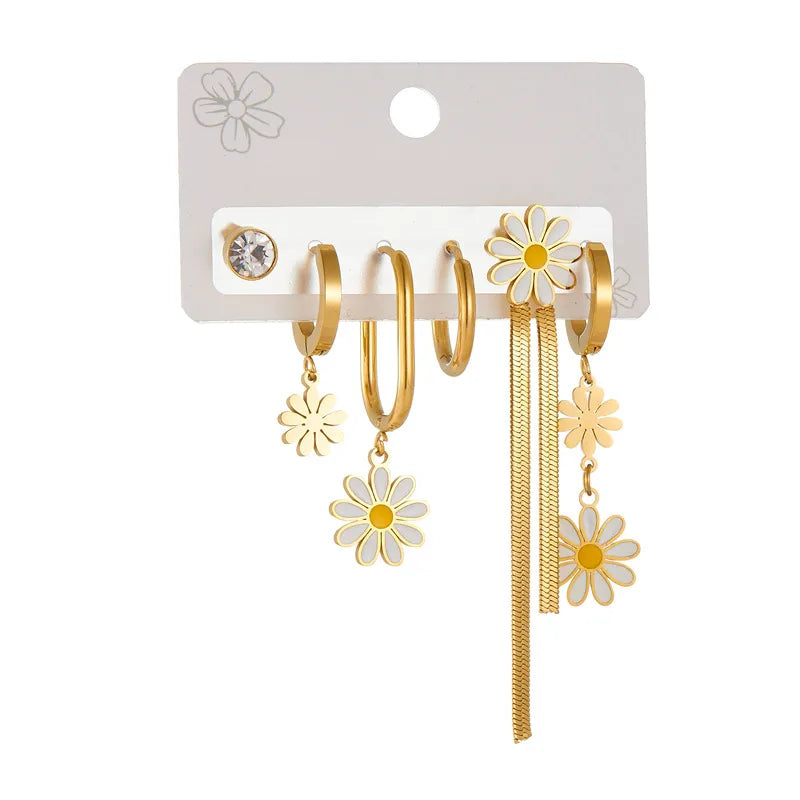 Daisy Charm Mismatched Earring Set