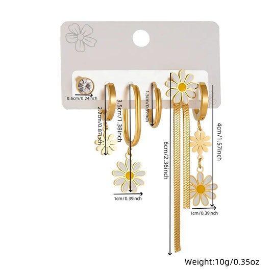 Daisy Charm Mismatched Earring Set