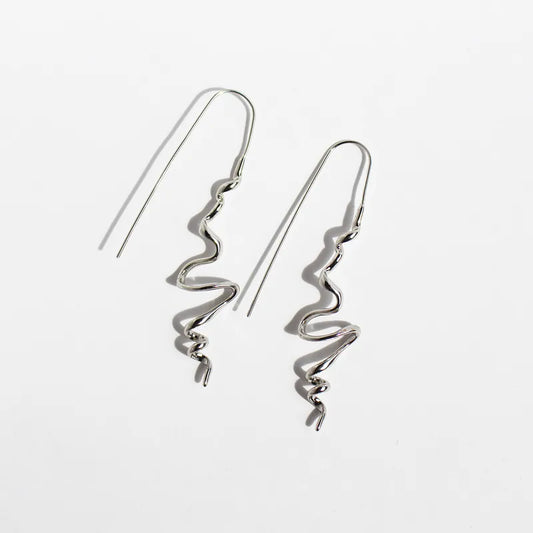 Silver Twist Wire Drop Earrings