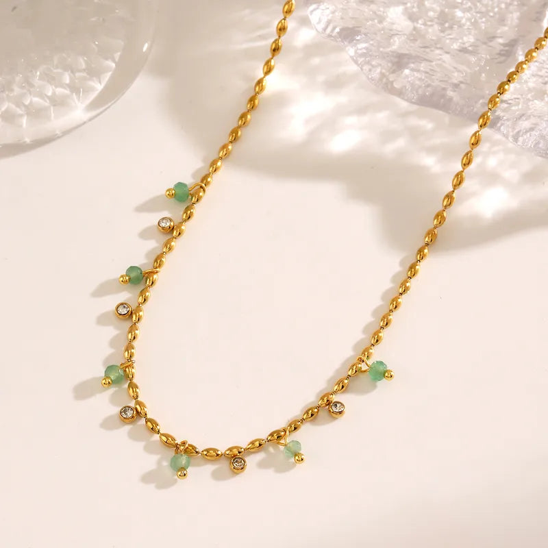 Aventurine Droplet Charm Necklace