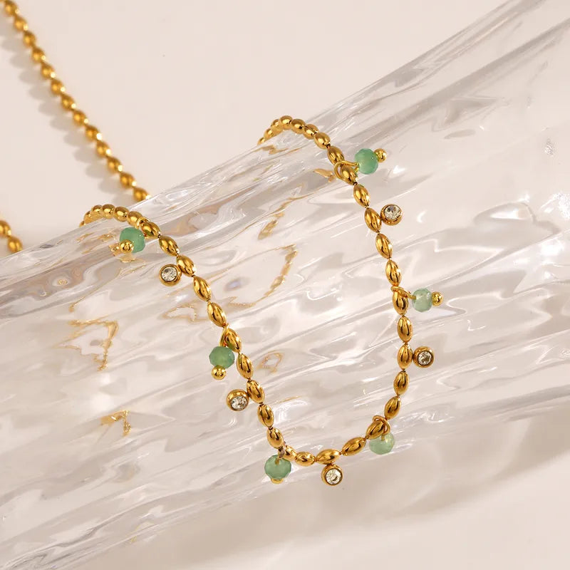 Aventurine Droplet Charm Necklace