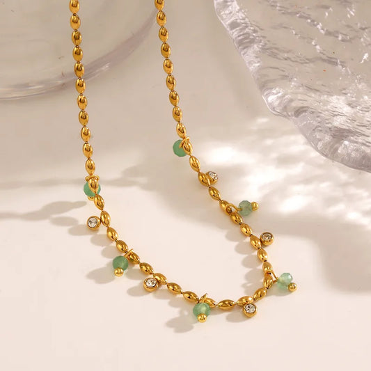 Aventurine Droplet Charm Necklace