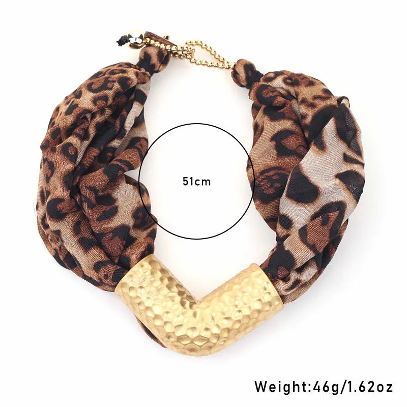 Leopard Twist Choker with Hammered Gold Accent