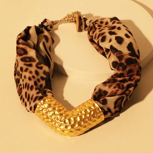 Leopard Twist Choker with Hammered Gold Accent